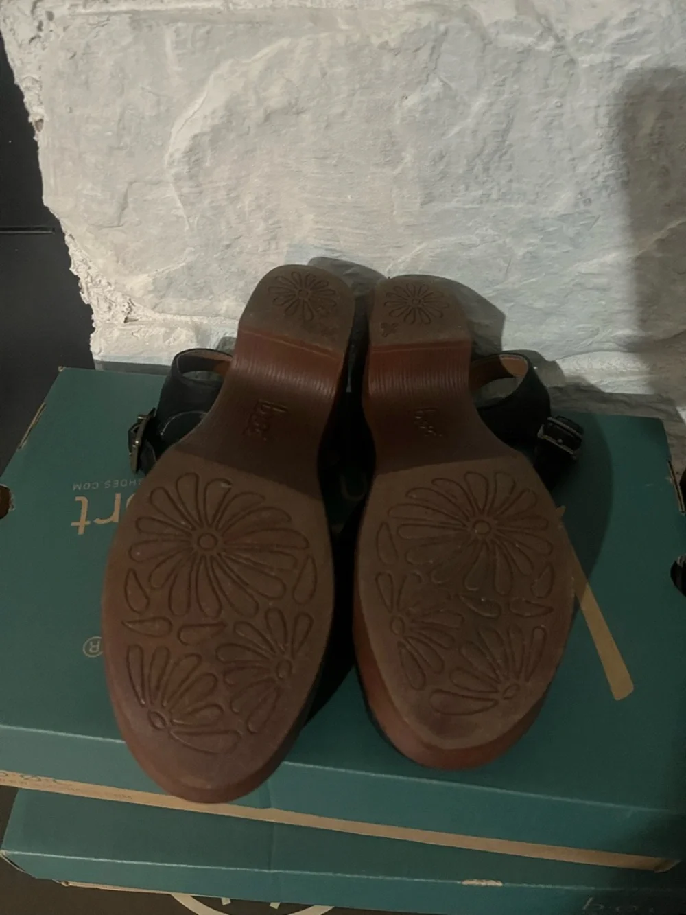 boc Black Leather Ankle-Strap Clogs with Brown Outsole - Picture 5 of 6